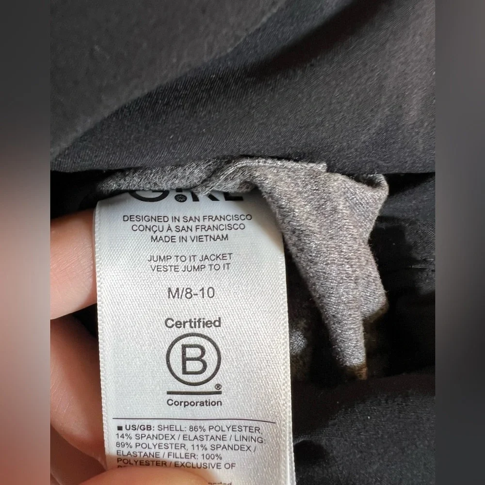 Athleta Coat Girl's Jump To It Lightweight Puffer Jacket Black Hooded M (8-10) - Picture 5 of 8